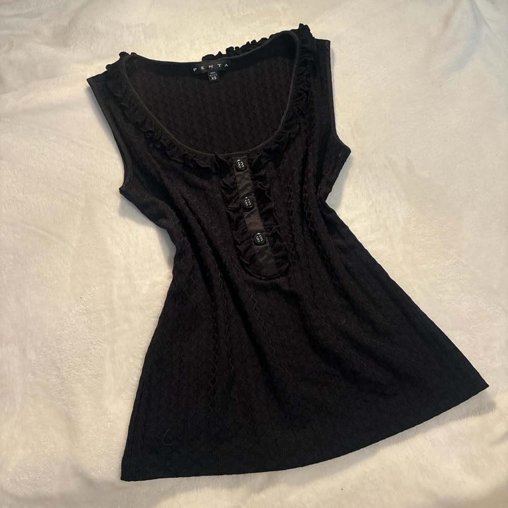 Black Ruffled Women's Top